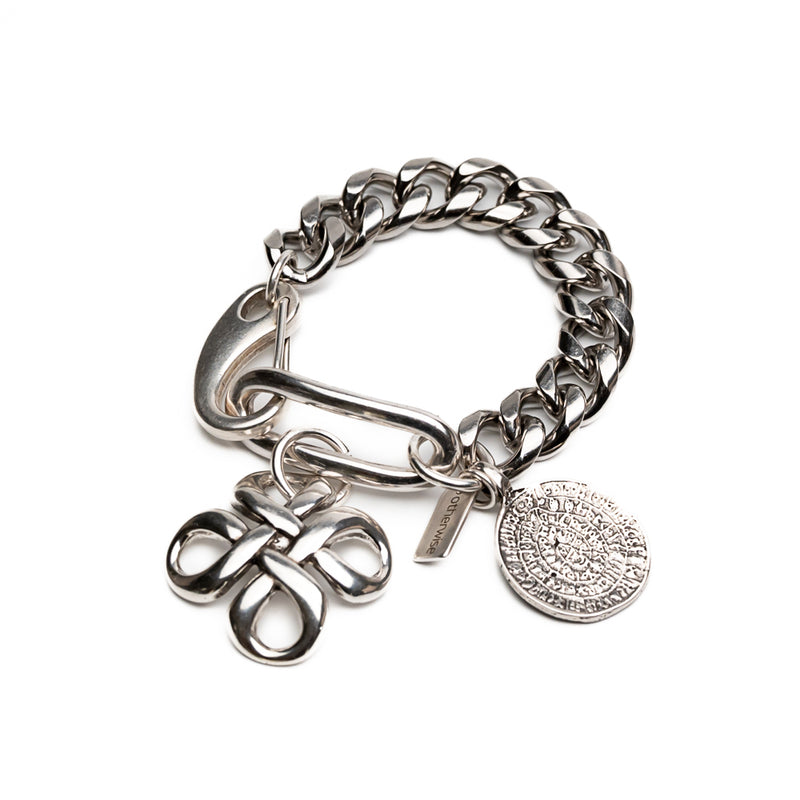 Chunky silver-plated stainless-steel bracelet (BR-498)