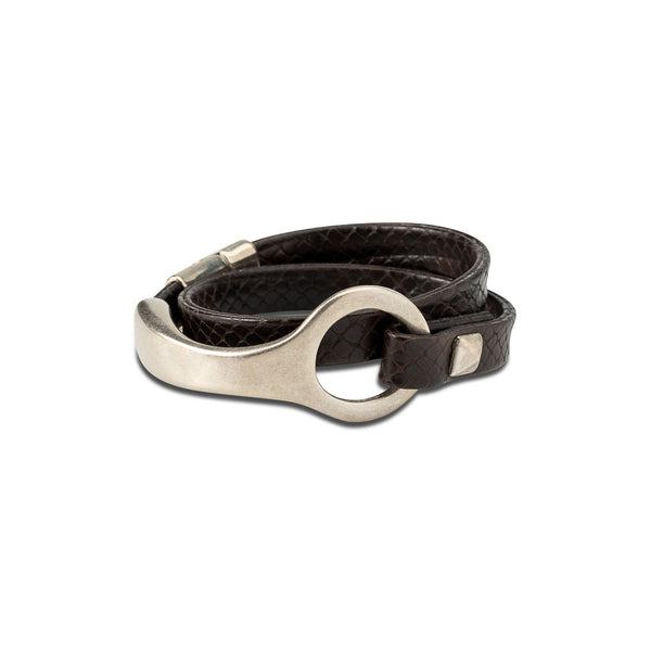 Men’s strong metal and leather bracelet (M-7054)