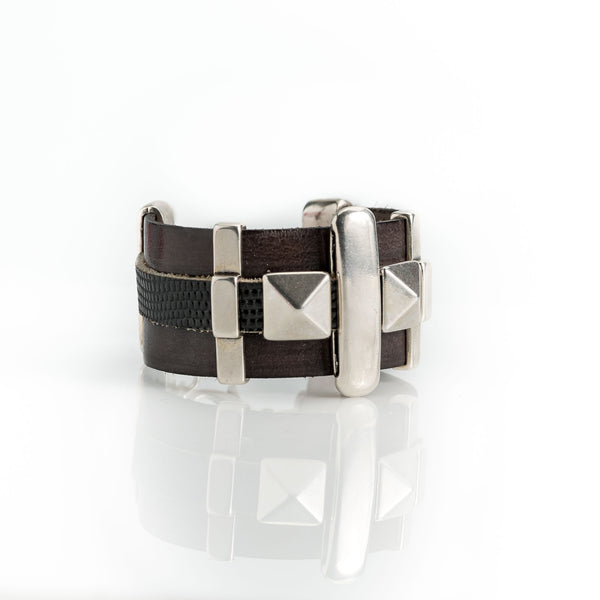 Unisex  leather and metal bracelet (BR-347)