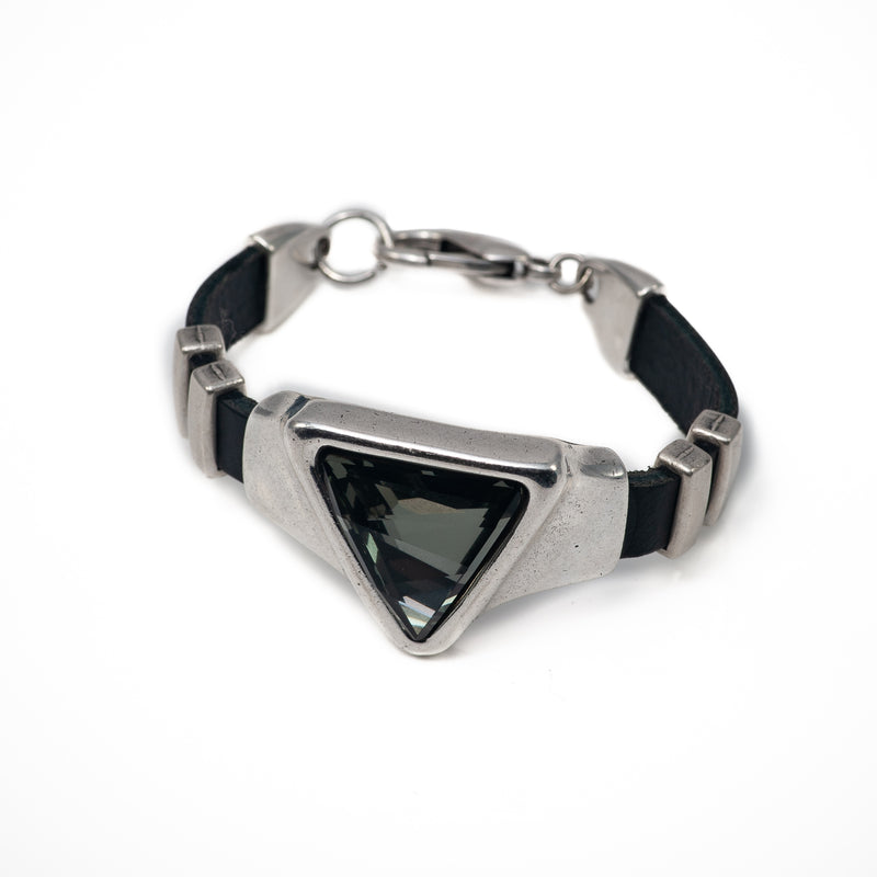 Bracelet with grey black triangular SWAROVSKI in Zamac metal (BR-284) - Otherwise Jewelry+